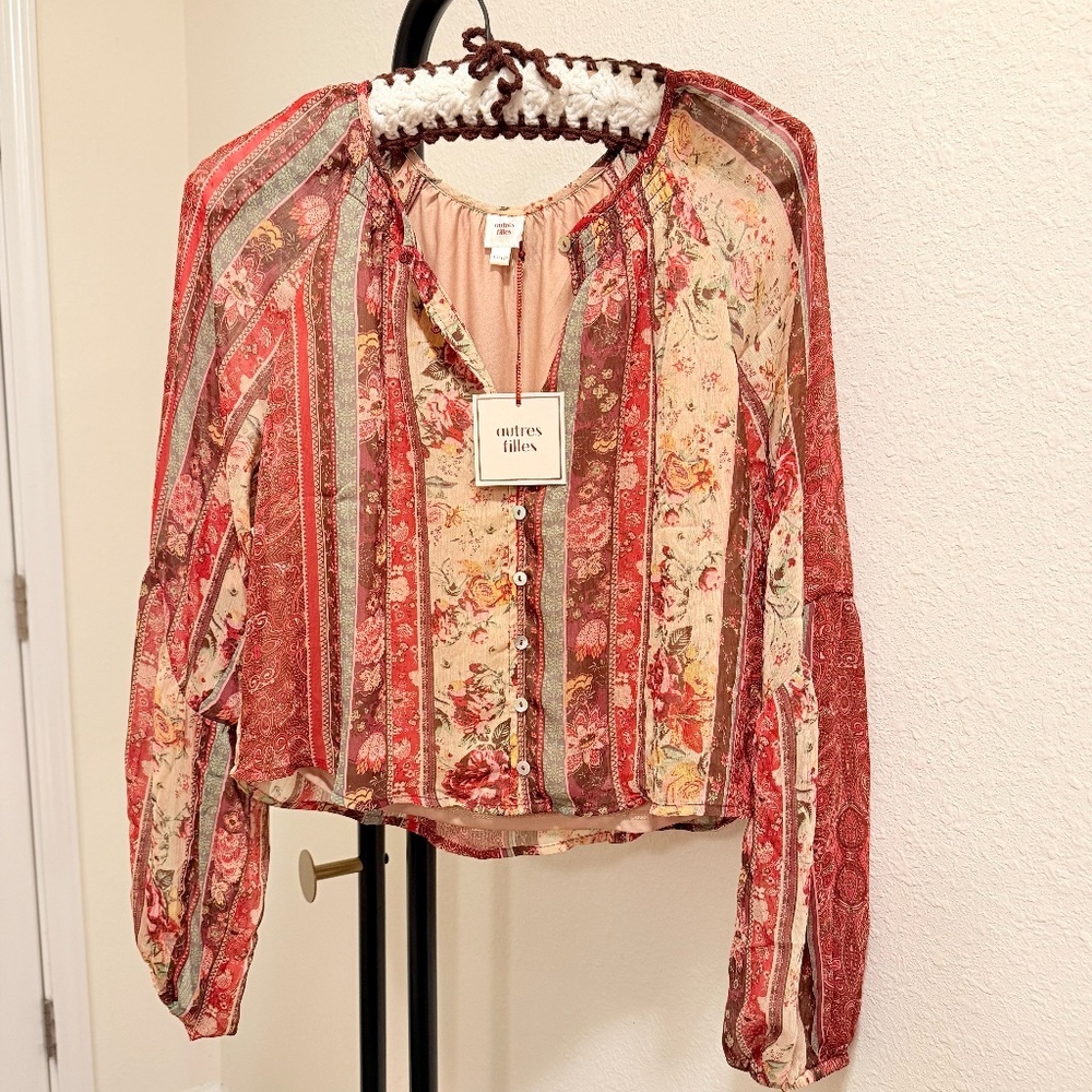 NWT, Autres Filles Boho Blouse, Sz XS